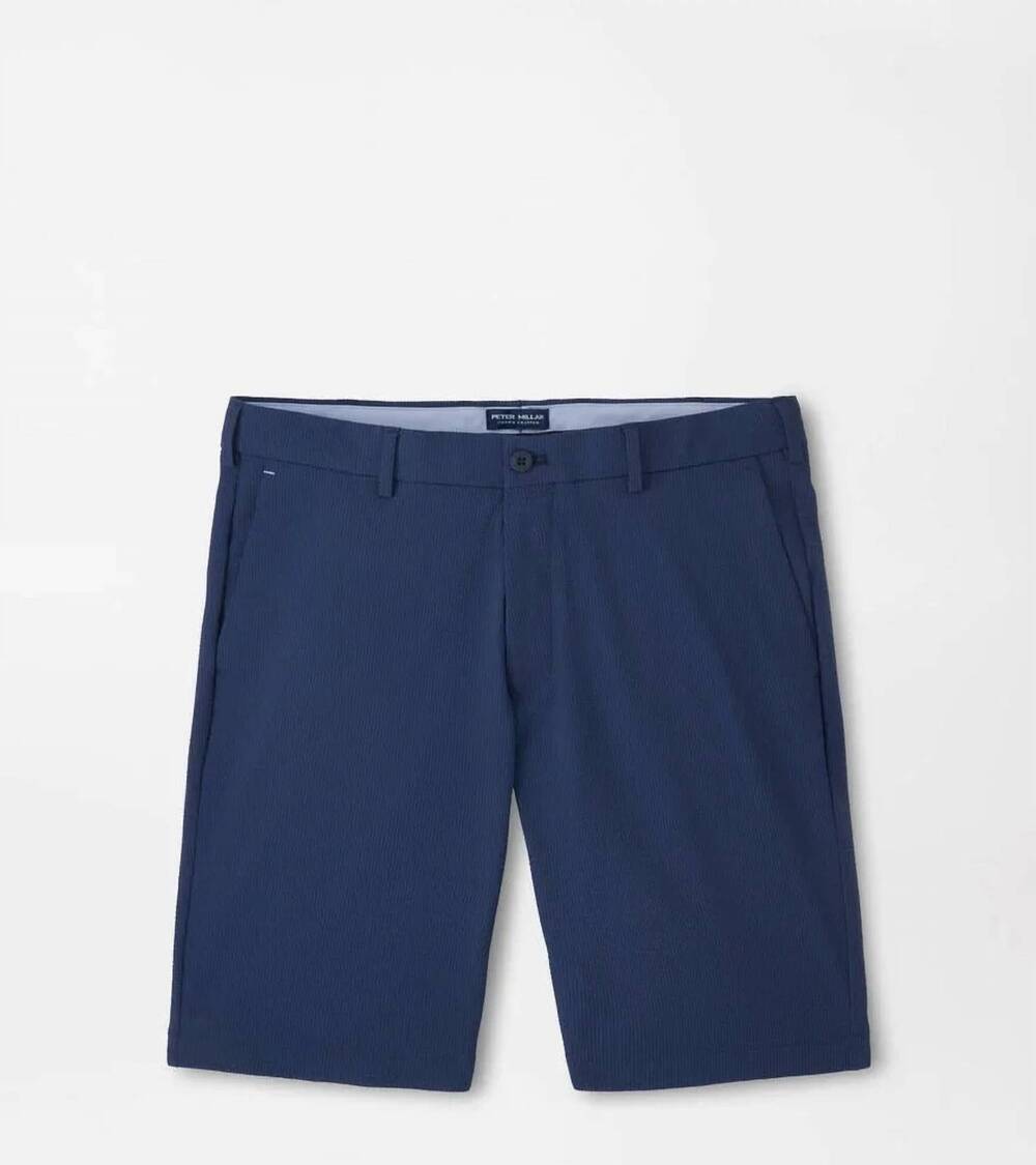 NEW PETER MILLAR men's matlock seersucker performance short in navy